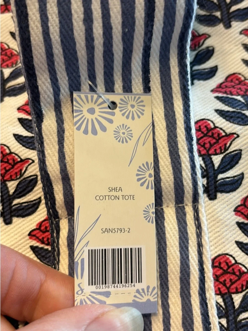 Tote Bag, Floral and Stripes